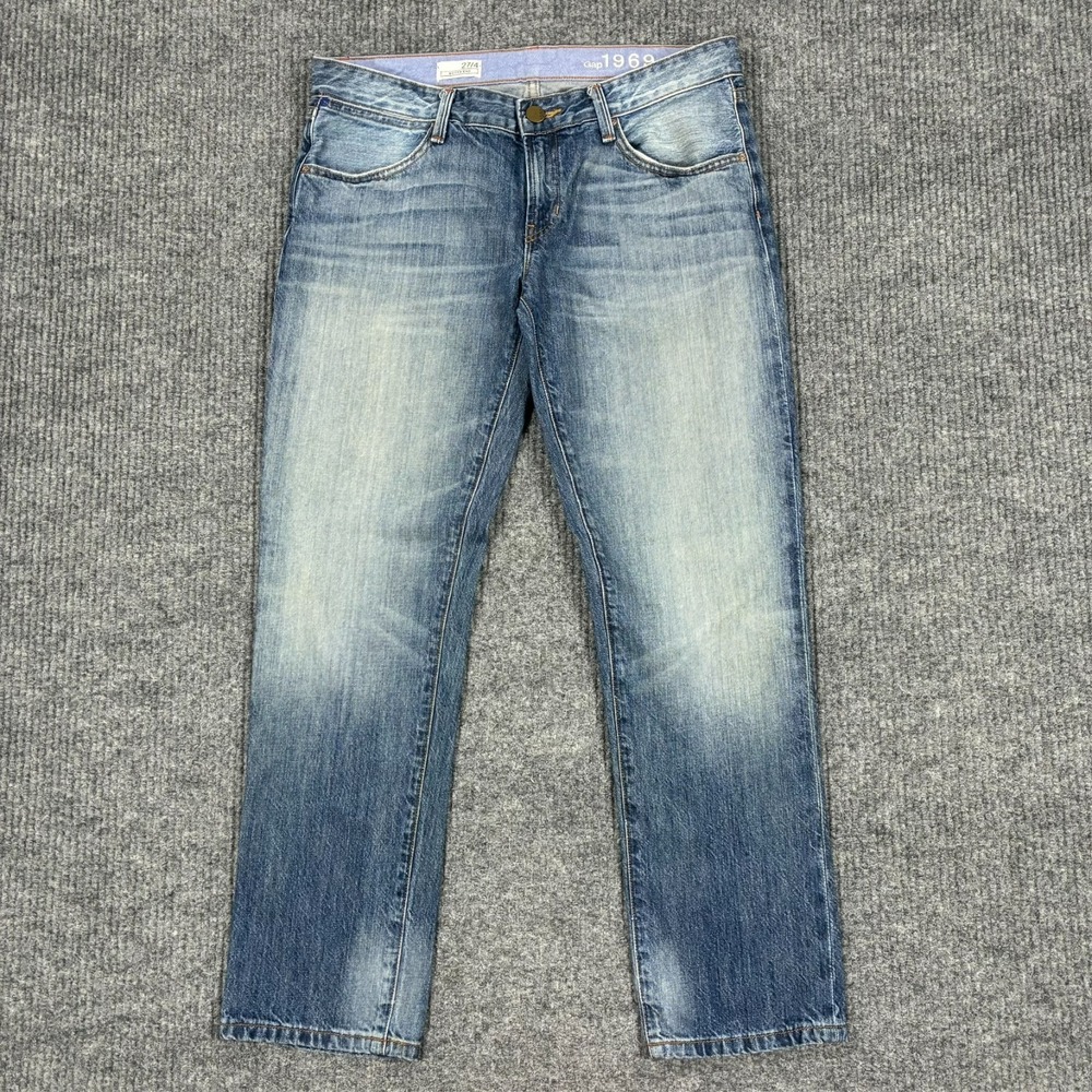 GAP 1969 Womens Boyfriend Jeans Size 27/4 Light Wash Denim Stretch Low Rise